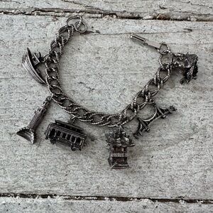 Vintage Mod Century San Francisco Silver Color Charm Bracelet